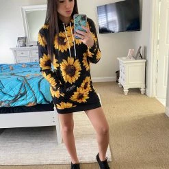 Wholesale ๐ฅ Yoycol Sunflower Hoodie ๐ Dress | Black ๐ฉ Women ๐ 15 Yoycol Sunflower Hoodie Dress | Black Women