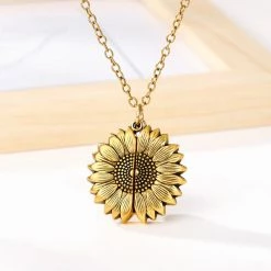 AliExpress Sunflower You Are My Sunshine Necklace Women