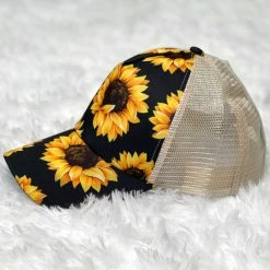 Luckless Outfitters Sunflower Ponytail Hats Women