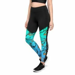 Luckless Outfitters Darlin Camo Compression Leggings Aquamarine